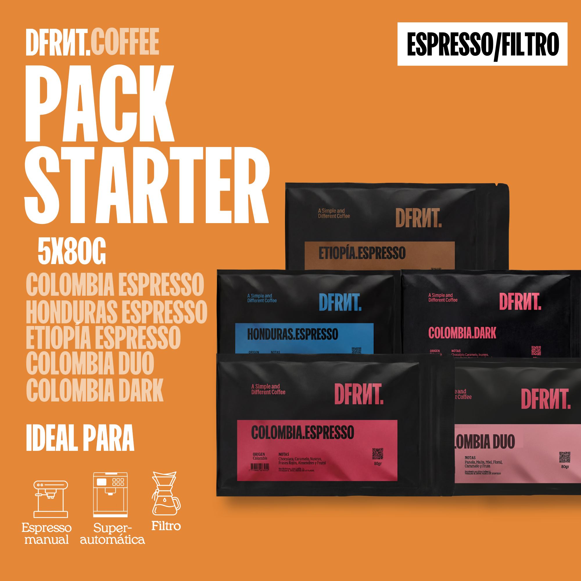 Pack DFRNT. Starter | 5x80gr | Descubre 5 variedades