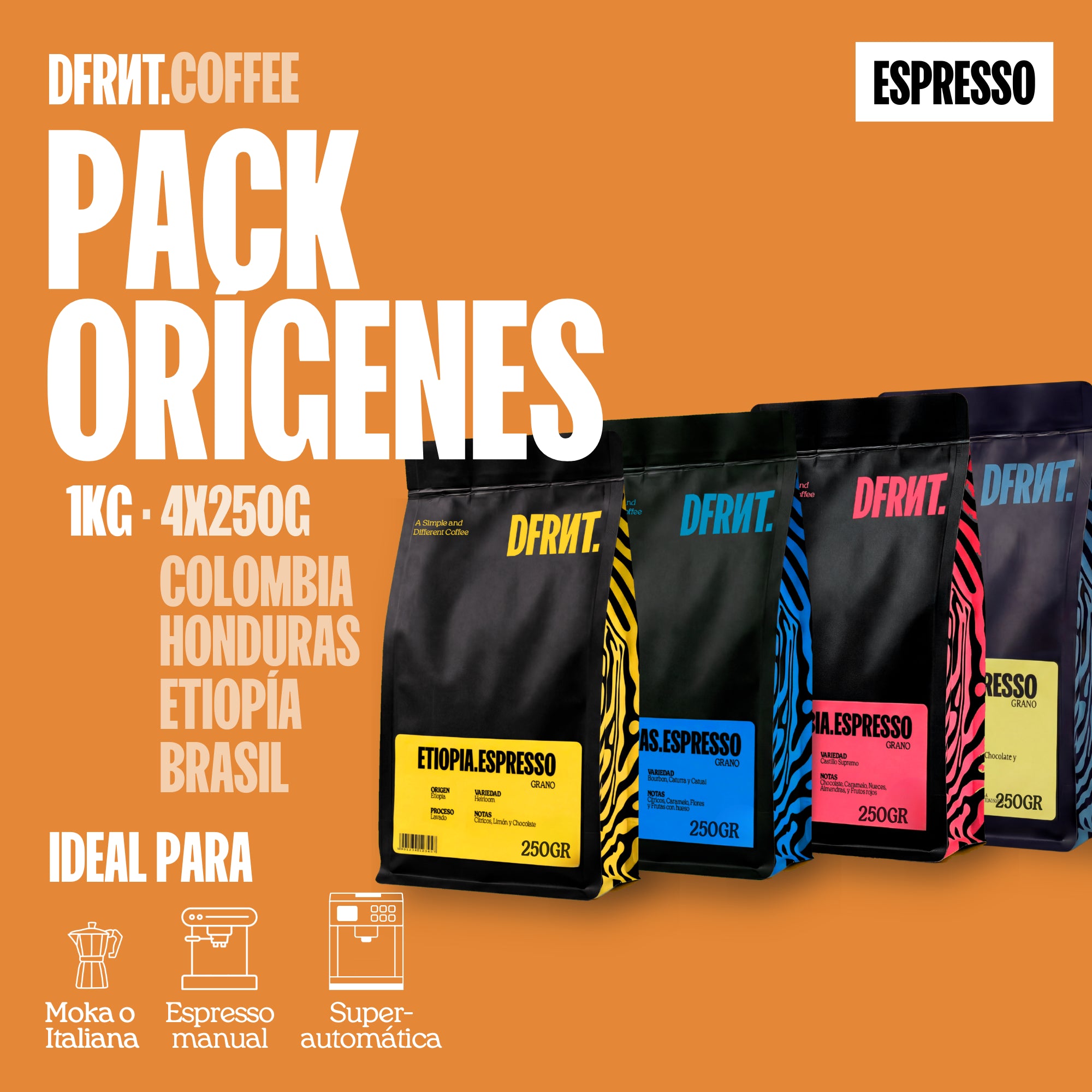 Pack Orígenes Espresso | 4x250gr | Café Especialidad