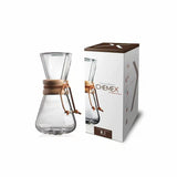 Garrafa Chemex Cristal & Pegador de Madeira 3 chávenas