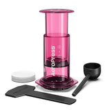 AeroPress Coffee Maker Clear Blue and Pink