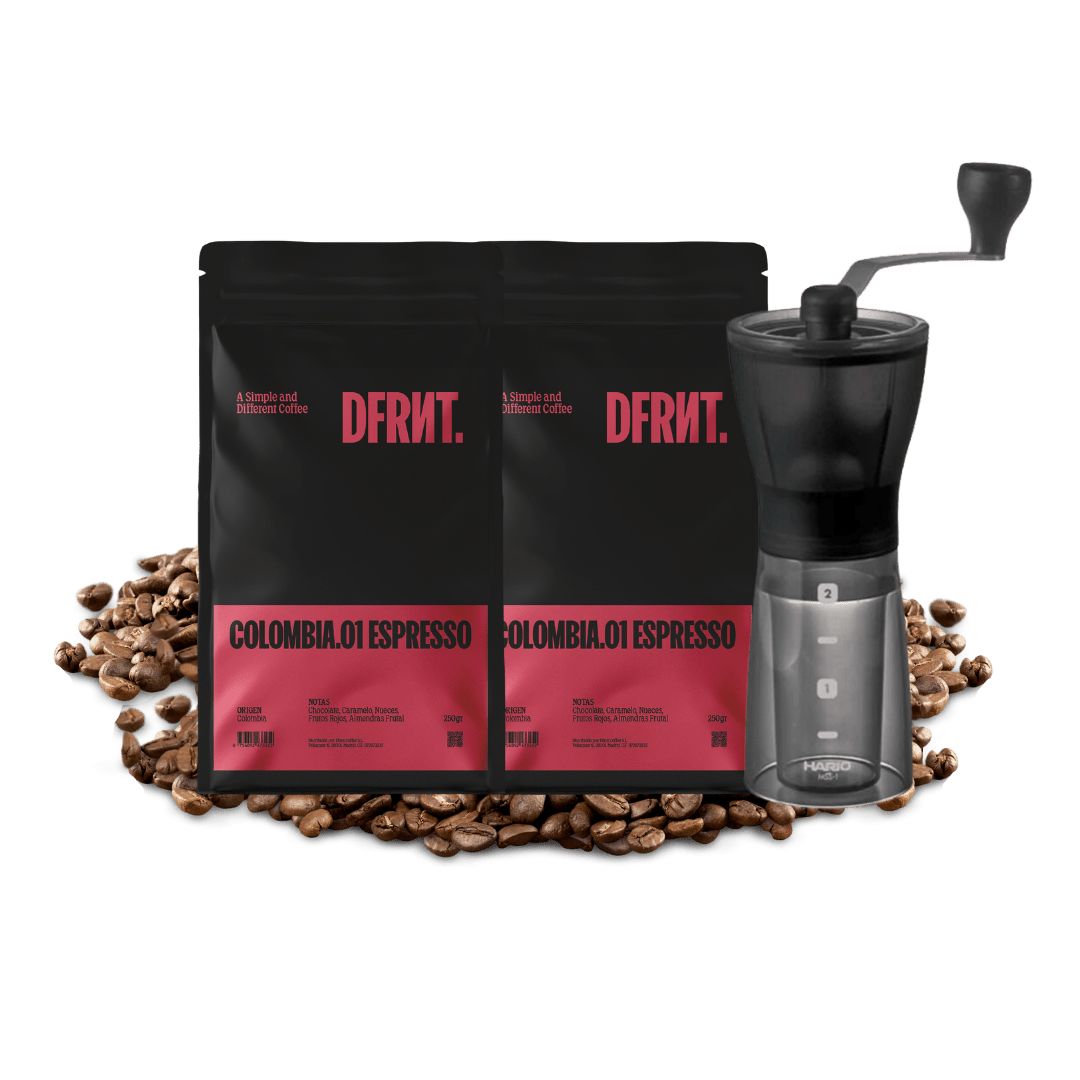 Espresso Starter Pack. Bolsas 2x250gr + Molinillo Hario - DFRNT.