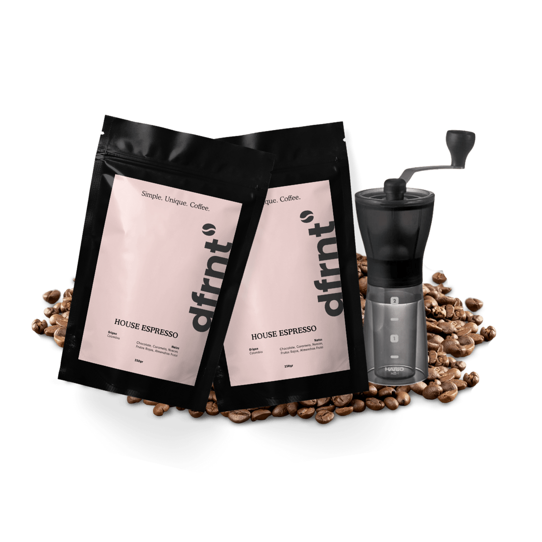 Espresso Starter Pack. Bolsas 2x250gr + Molinillo Hario - dfrnt Coffee